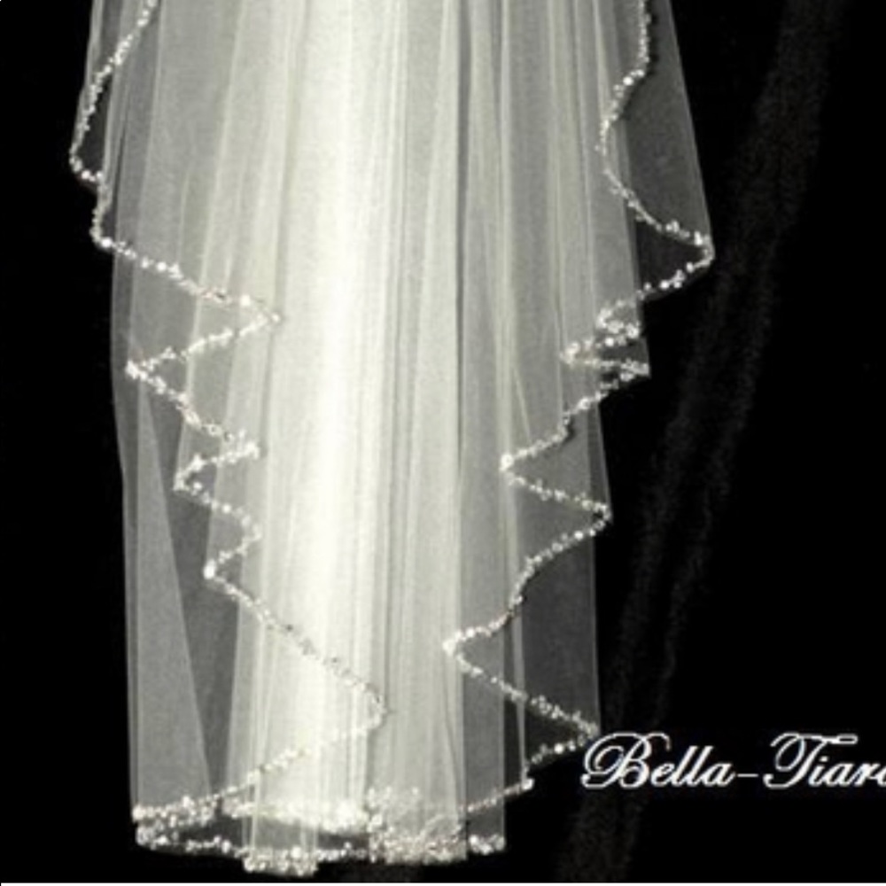 Crystal edge ivory cathedral wedding veil